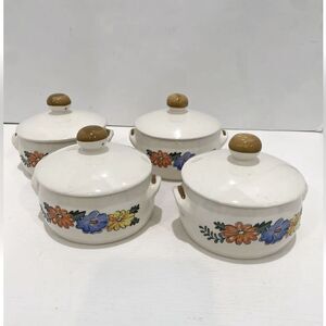 M. Kamenstein Vintage 1982 Floral Design Mini Covered Casserole Dish Set of 4